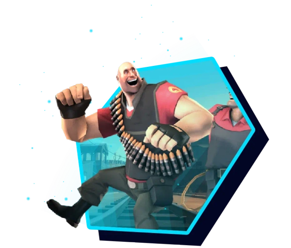 Strong male TF2 character carrying ammo