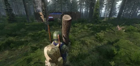 DayZ Character carrying a log