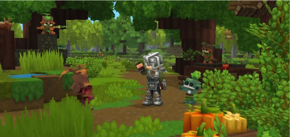 A Hytale character in the woods