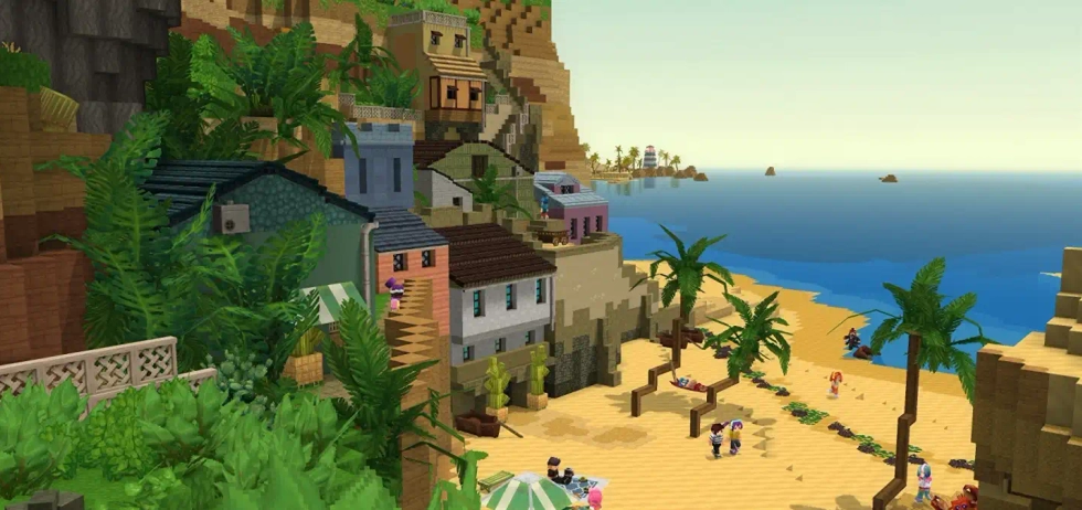 A village near the beach in Hytale