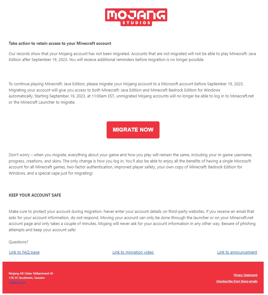Is this a legitimate email from Mojang? Apparently my account got hacked  but I don't own Minecraft on this account so : r/Minecraft