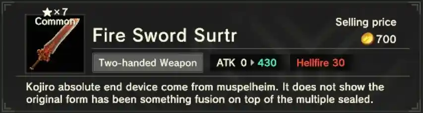 Craftopia Fire Sword of Surtr