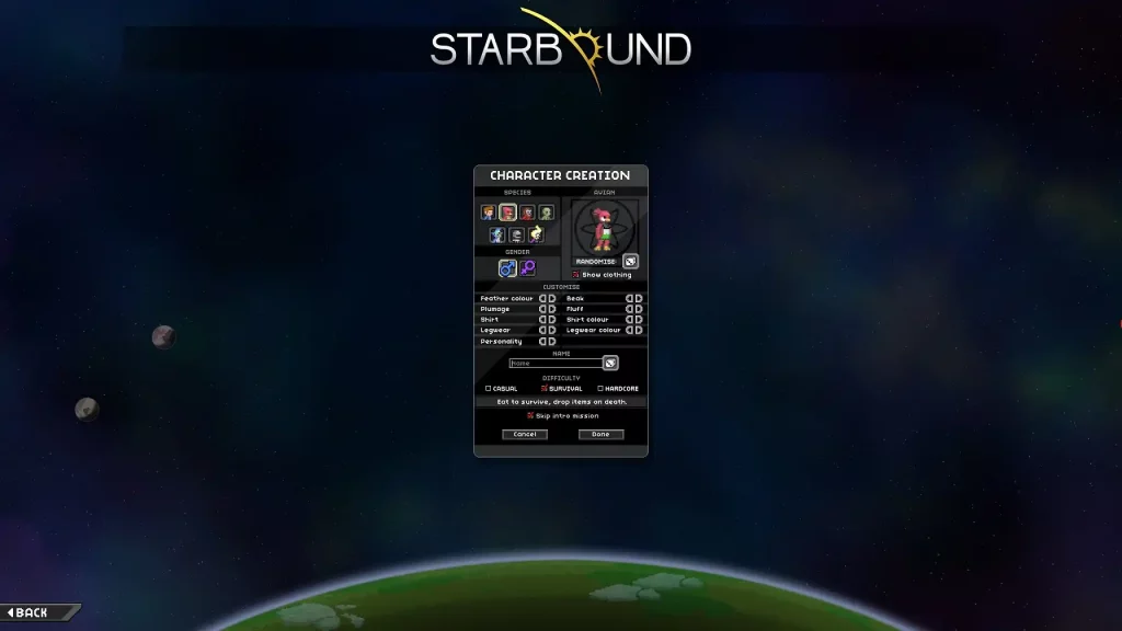 Starbound Character Creation