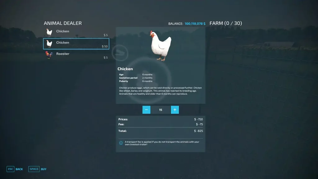 Farming Simulator 22 Buy Chicken