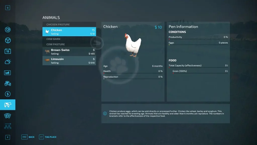 Farming Simulator 22 Chicken Status