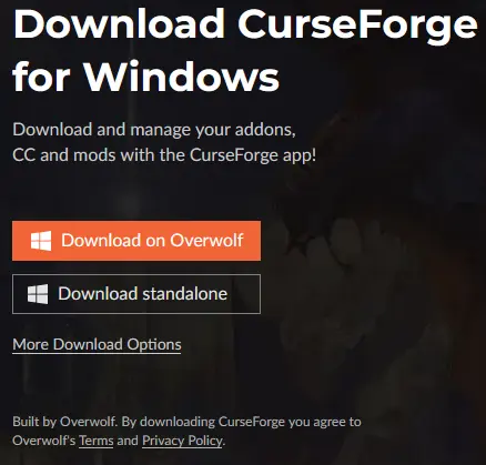 How to Install RLCraft: CurseForge App Download Screenshot