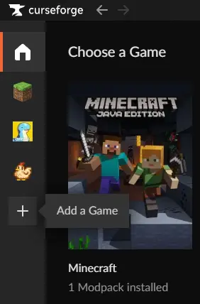 CurseForge App Add a Game Screenshot