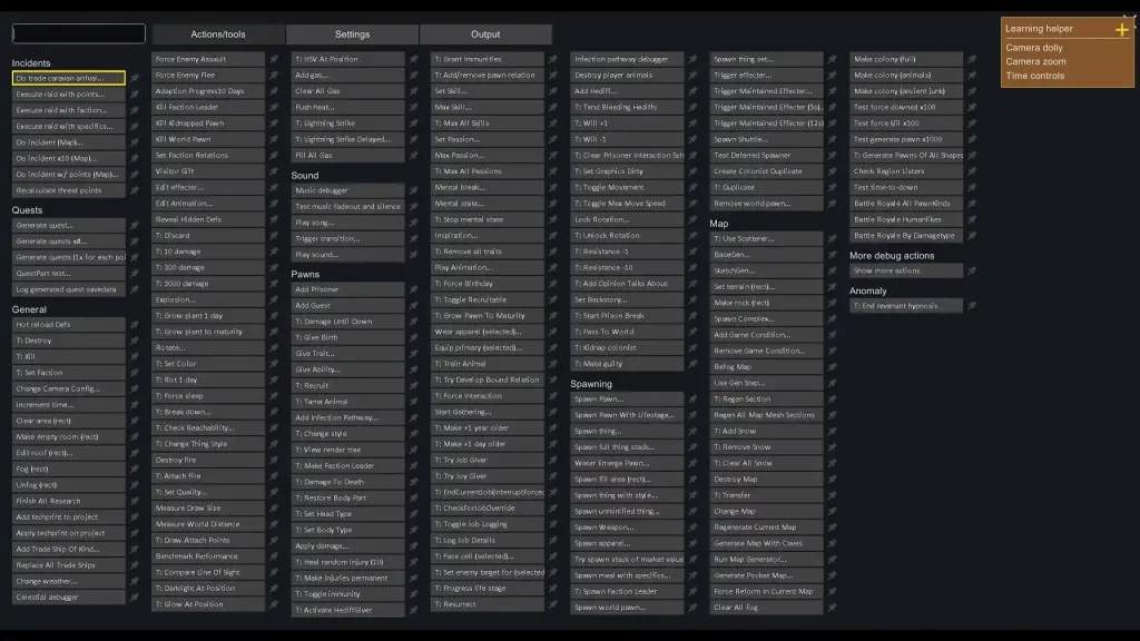 RimWorld Actions and Tools