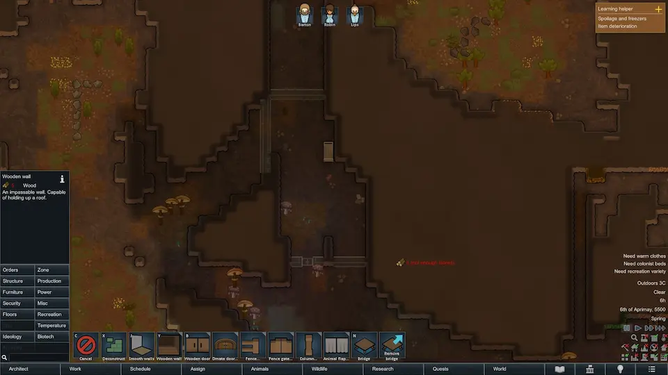 Rimworld Beginner’s Guide: Cave Base Setup Screenshot