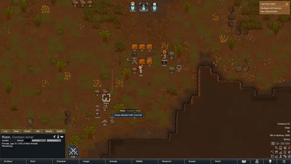 Rimworld Beginner’s Guide: Picking Up Knife Screenshot 