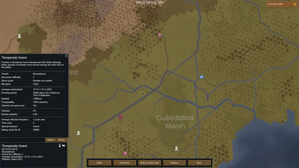 Rimworld Starting Location Screenshot