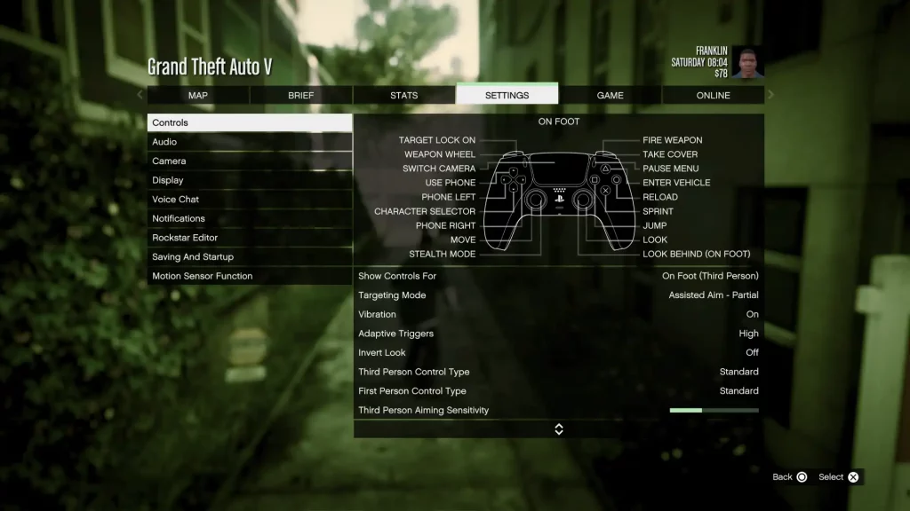 GTA V PlayStation Controls