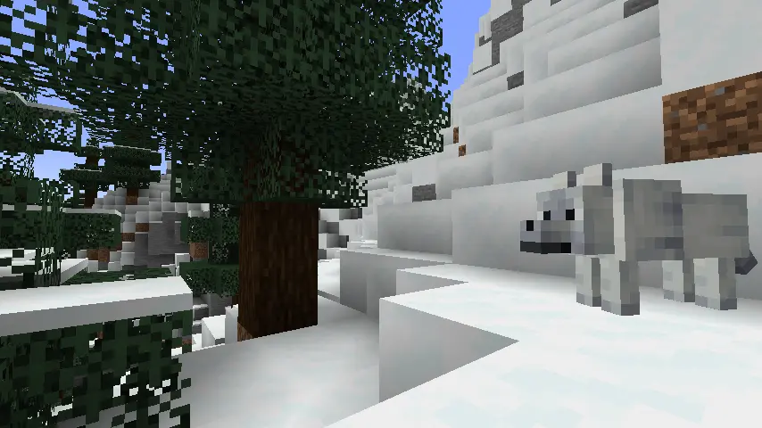 Minecraft 1.21 Snowy Wolf Screenshot