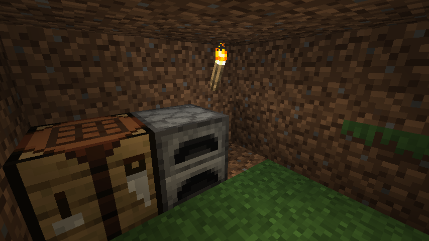 Minecraft Dirt Shelter Interior Screenshot