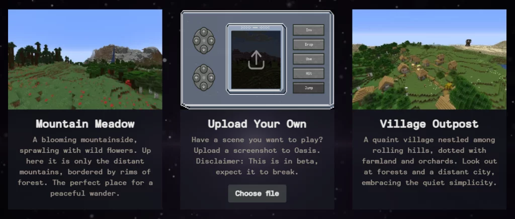 Oasis AI Minecraft Map Selection Screenshot