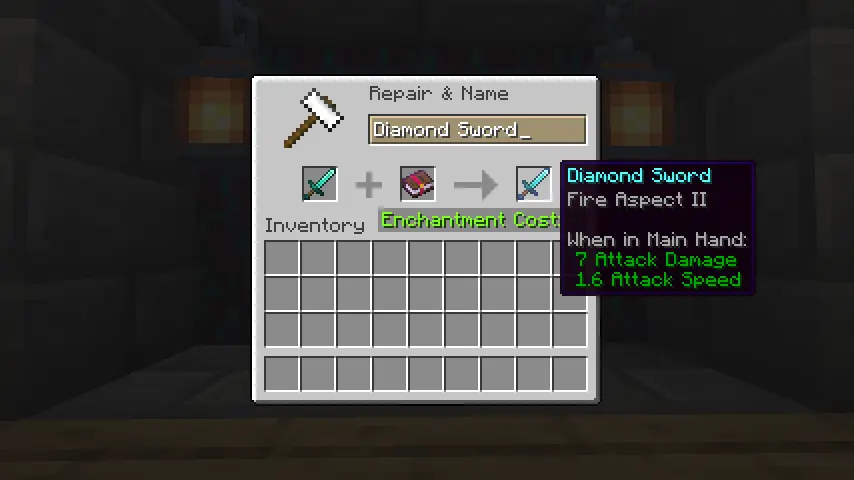 Minecraft Fire Aspect II Sword Enchantment Book Screenshot