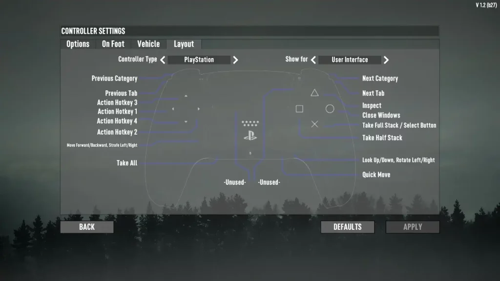 7 Days to Die PlayStation Controller Controls