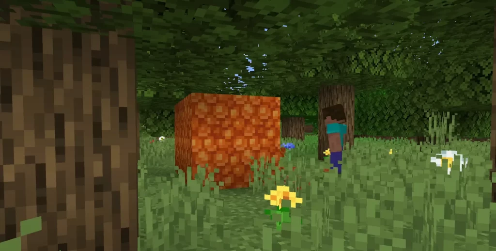 A player using Resin blocks in The Garden Awakens Minecraft update