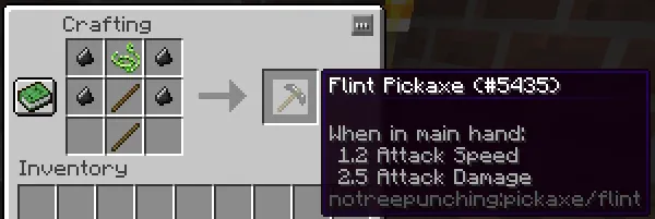 Flint Pickaxe Crafting Recipe Screenshot