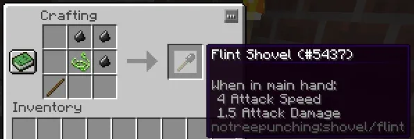 Flint Shovel Crafting Recipe Screenshot