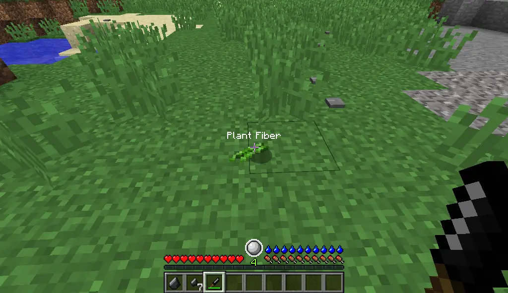 Cutting Short Grass Blocks with Flint Knife in RLCraft Screenshot