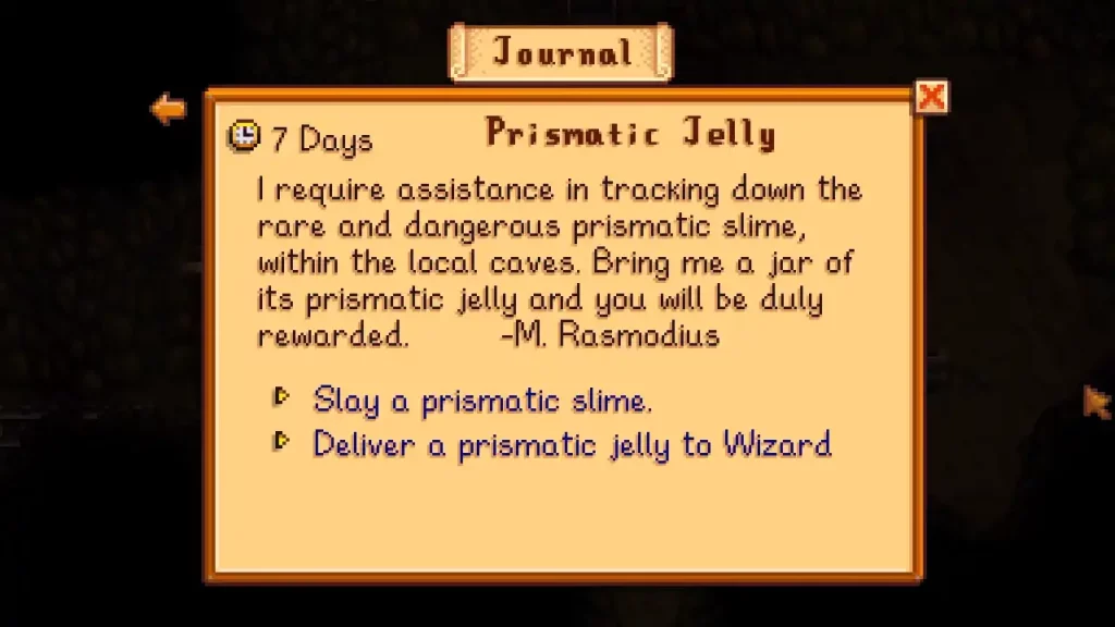 Stardew Valley Prismatic Jelly Quest