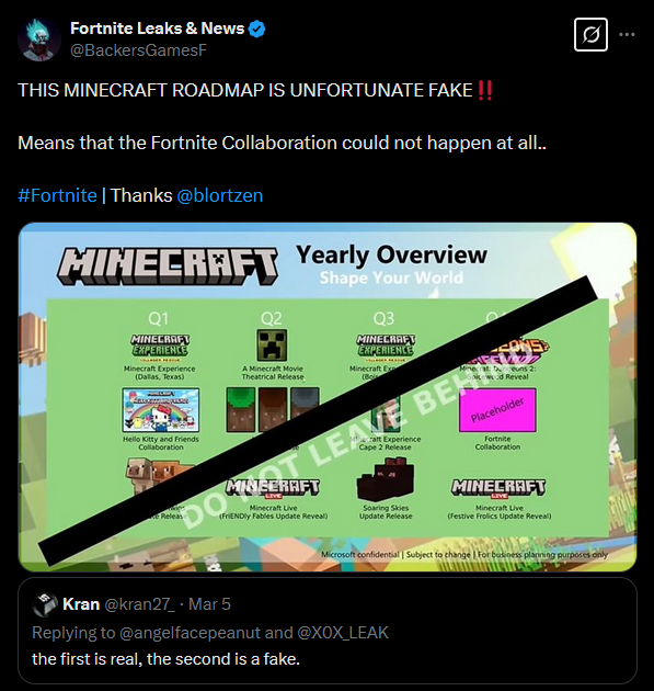 Minecraft Second Leaked Roadmap Screenshot