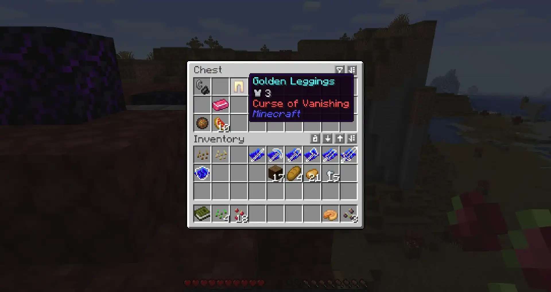 Using Curse of Vanishing in Minecraft