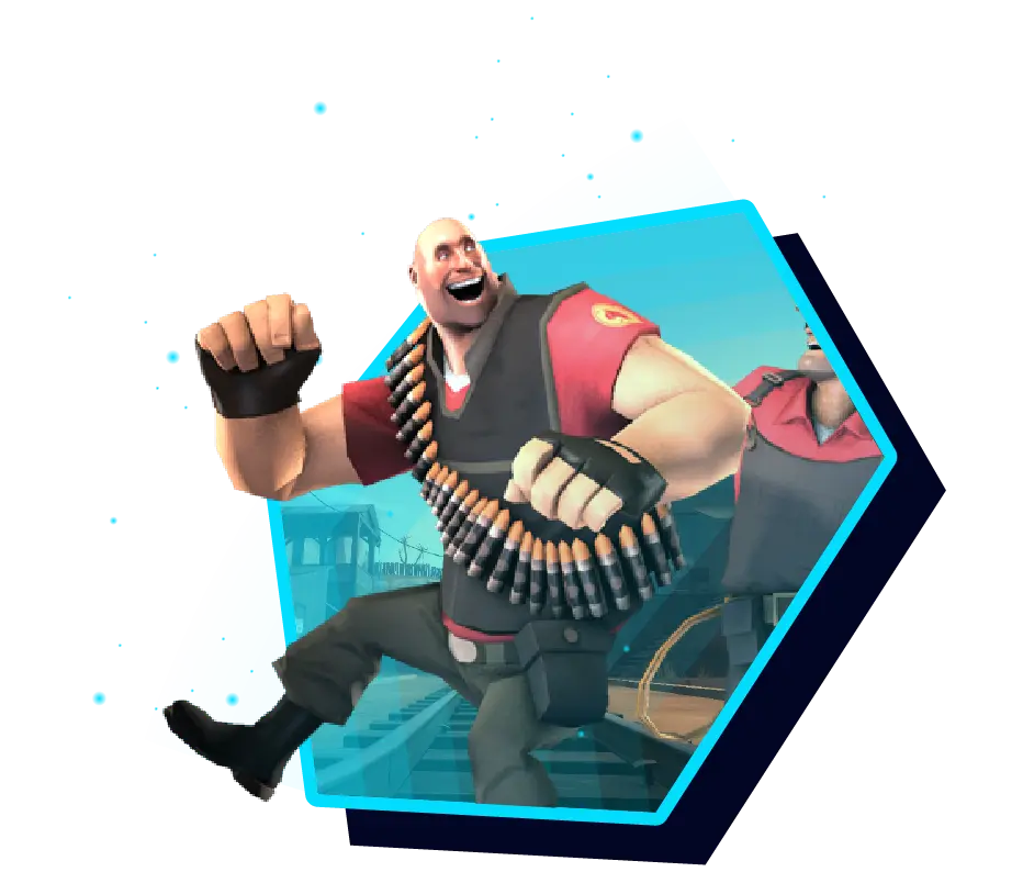 Strong male TF2 character carrying ammo